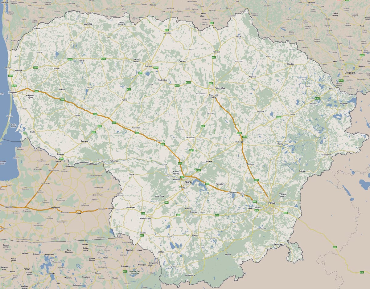 Карта на Литванија туристички