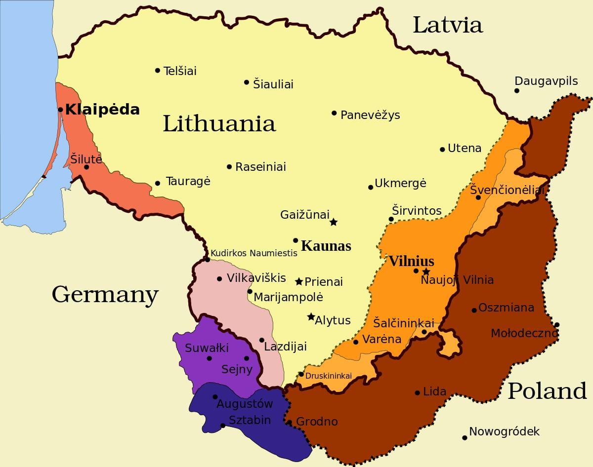карта на каунас Литванија