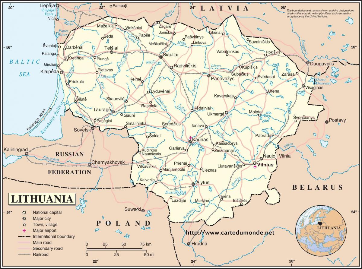 Карта на Литванија земја
