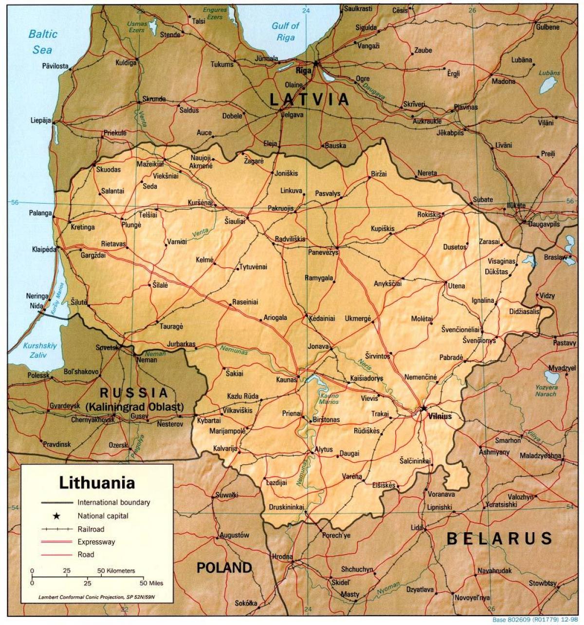 Карта на Литванија