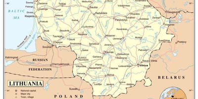 Карта на Литванија аеродроми