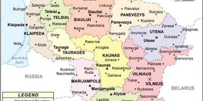 Карта на Литванија политички
